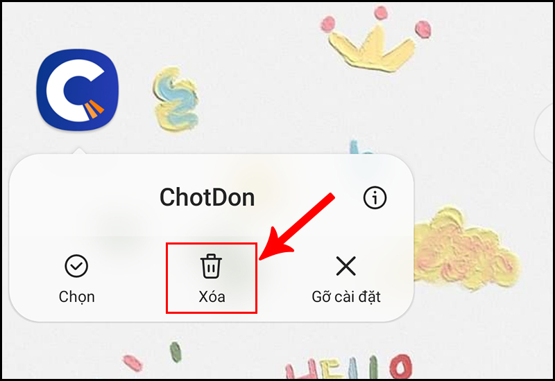 X&oacute;a ph&iacute;m tắt ứng dụng tr&ecirc;n m&agrave;n h&igrave;nh chờ
